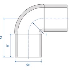 Mill Pro Elbow Mld 90 LS Blu Ill