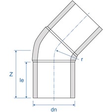 Mill Pro Elbow Mld 45 LS Blu Ill