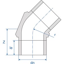 RR Elbow Fab 45 LS Blk Ill